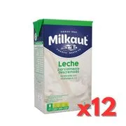 Pack familiar de leche descremada 12u x 1lt - Milkaut