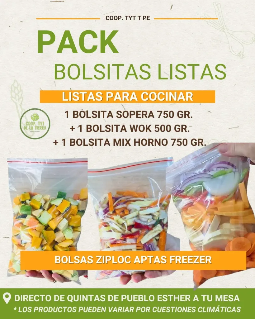 [PRD0037] Pack de 3 bolsitas de verdura (ver descripción) - Coop. de TyT de la Tierra de Pueblo Esther